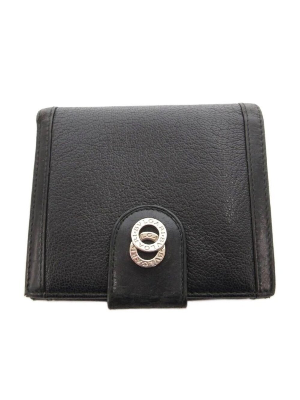 Bvlgari Abegel Bifold Wallet with Coin Purse Leather Logo Black